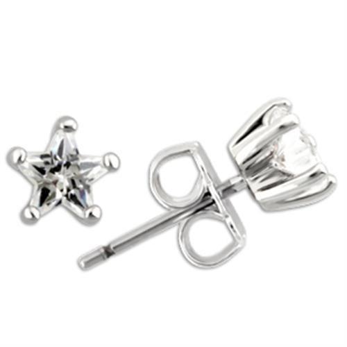 JCE157 Rhodium 925 Sterling Silver Earrings with AAA Grade CZ  in Clear